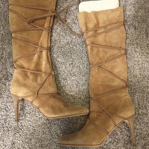Anne Klein Tan Suede Leather Dress Boots Size 9.5M